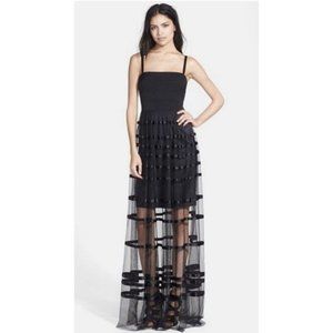Perfect Wednesday Adams Vera Wang Black Mesh Tulle Maxi dress